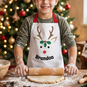 Tablier Visage de Renne Personnalisé   Pâtisserie de Noël 