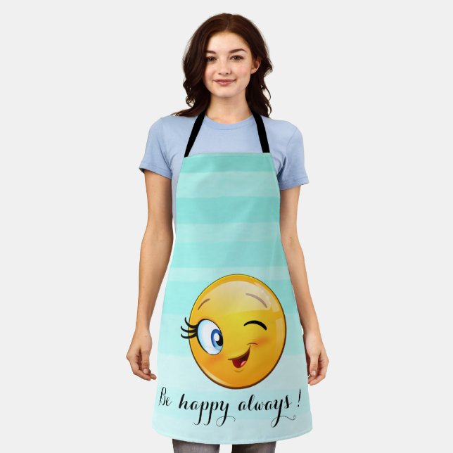 Tablier Visage d'Emoji clin d'œil adorable - Soyez heureux (Porté)
