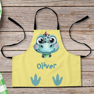 Tablier Visage et empreintes de bébé dinosaure mignons