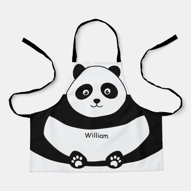 Tablier Visage Panda Cute Pour Enfants Amusants Tout-En-Pl (Recto)