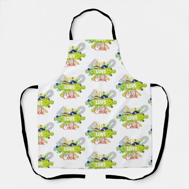 Tablier Vivez Amour Cuisine, Cuisine Drôle (Recto)
