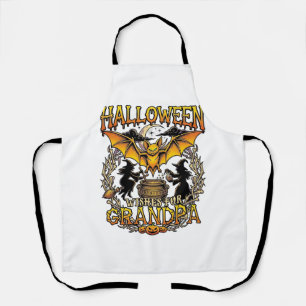 Tablier Vœux Halloween Grand-Père Chauve-Souris Chaudron d