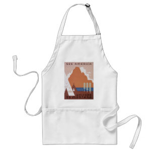 Tablier Voir l'Amérique Bienvenue au Montana, Vintage voya