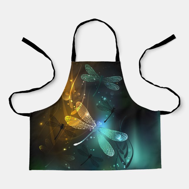 Tablier Vol de libellule verte lumineuse (Recto)