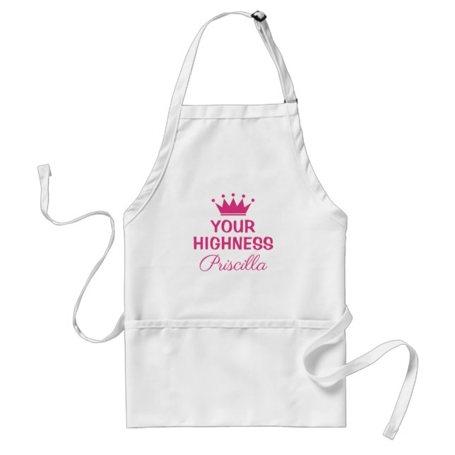Tablier Votre Altesse drôle rose princesse couronne cuisin (Devant)