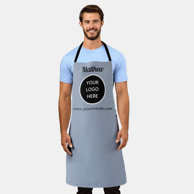 Tablier Votre logo Dusty Blue Website Yellow Business (Porté)