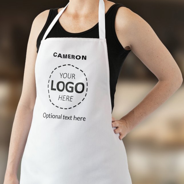 Tablier Votre logo ici - Simple Custom White Business (Créateur téléchargé)