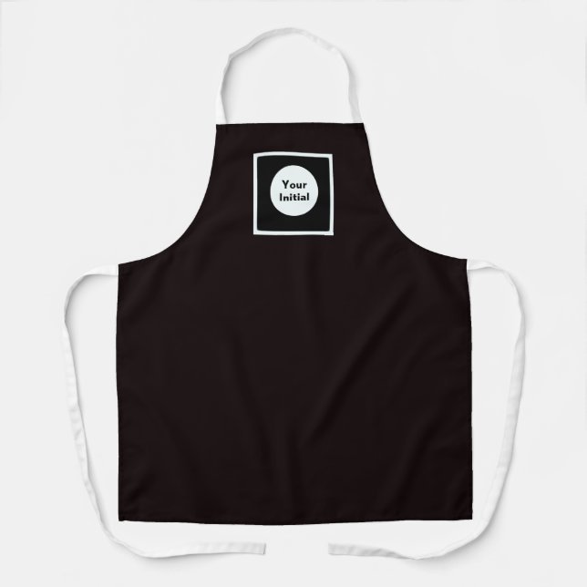 Tablier Votre monogramme initial Sangles blanches Noir (Recto)