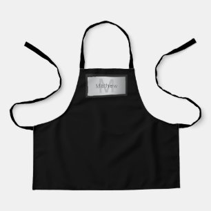 Tablier Votre nom et votre monogramme   Gris Noir & Faux A