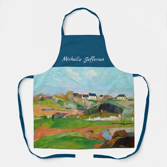 Tablier Votre nom Impressionniste Peinture Pastorale Gaugu (Recto)