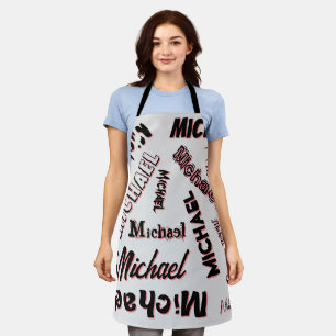 Tablier Votre nom motif monogramme rose couleur ombre