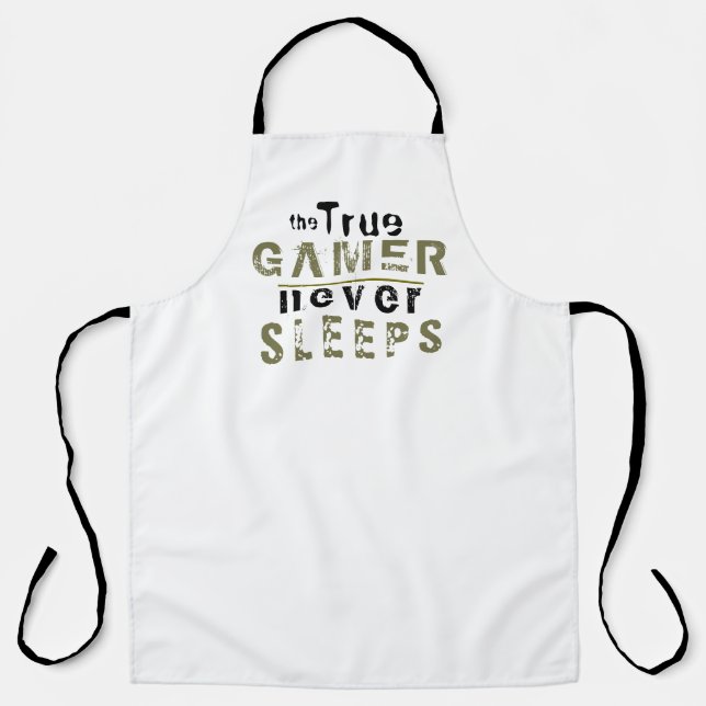 Tablier Vrai Gamer ne dort jamais Typographie Gamer (Recto)