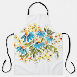 Tablier Watercolor bouquet, Ender daisies, small leaves a