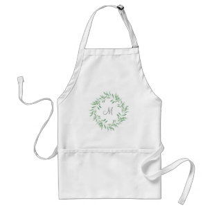 Tablier Watercolor Green Olive Wreath