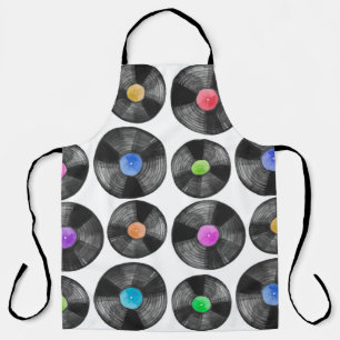 Tablier Watercolor illustration of a vinyl lp retro record