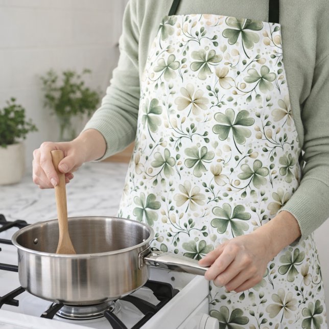 Tablier Watercolor Shamrock Kitchen Apron | Irish Gift (Créateur téléchargé)