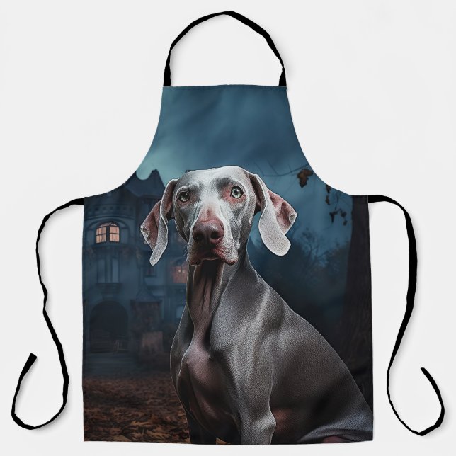 Tablier Weimaraner Halloween effroi (Recto)