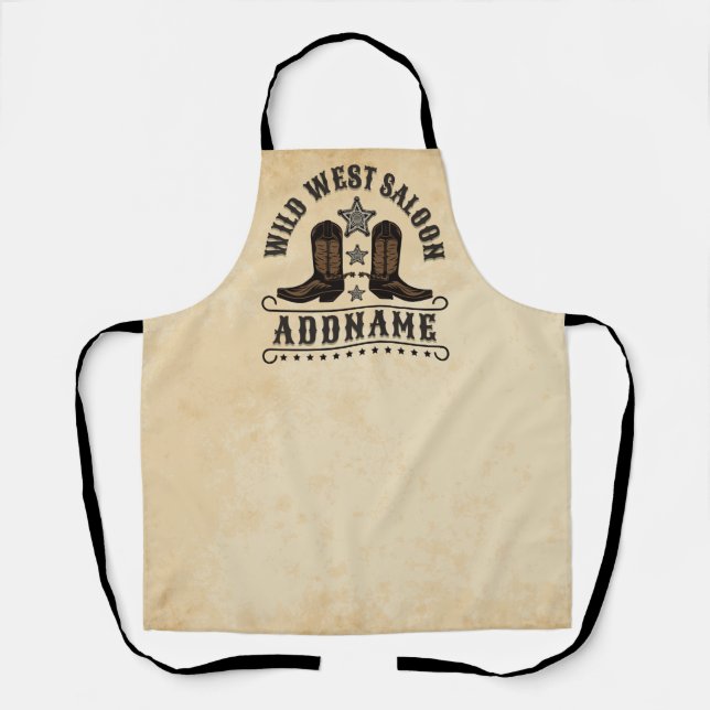 Tablier Western Cowboy Boots AJOUTER LE NOM Sheriff Spurs  (Recto)