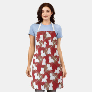 Tablier Westie Apron rouge Plaid
