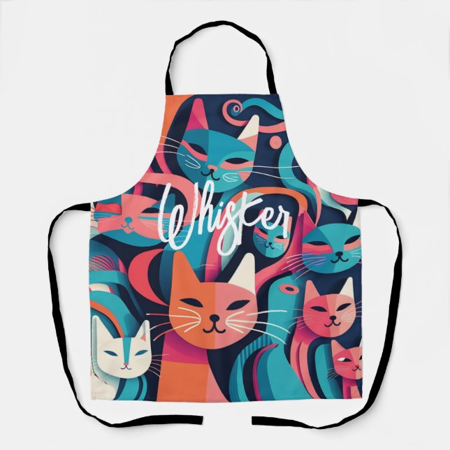 Tablier "Whisker Cats" Abstrait Vector Print Apron (Recto)