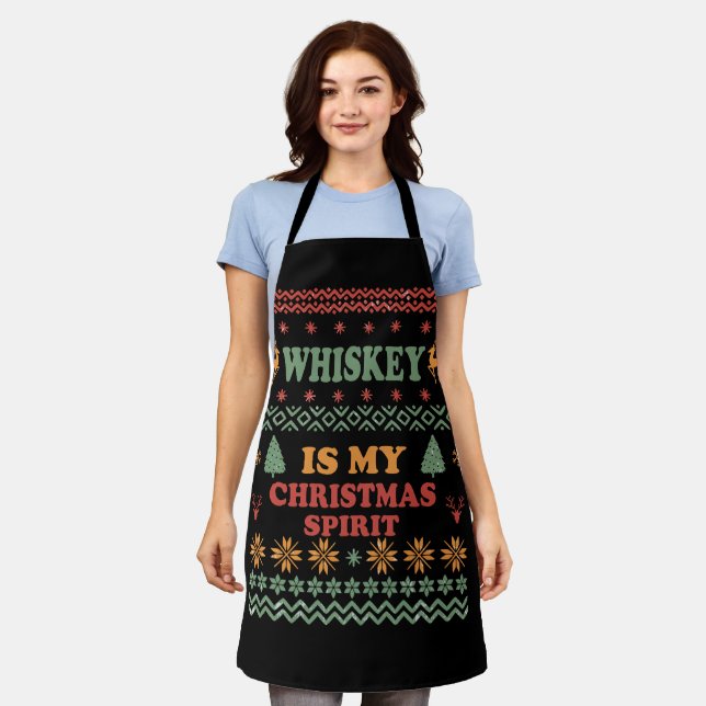Tablier Whiskey est mon esprit de noël drôle pull moche (Porté)