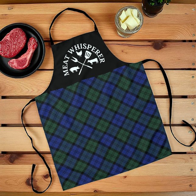 Tablier Whisperer de viande pour hommes sur Plaid de Black (Créateur téléchargé)