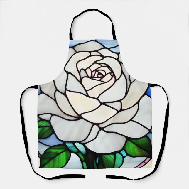 Tablier White Rose Stained Glass (Recto)