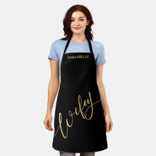 Tablier Wifey Gold Script Newlyweed Apron