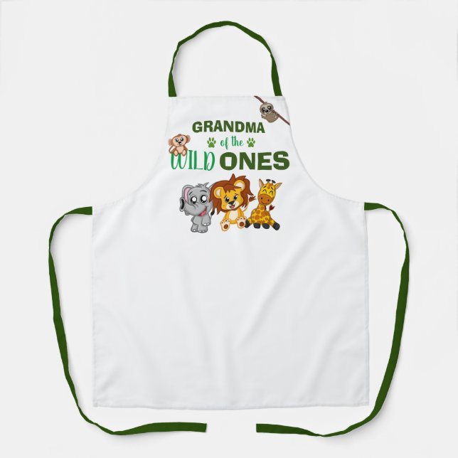 Tablier Wild One Jungle Safari Zoo Animal Twins Grand-mère (Recto)