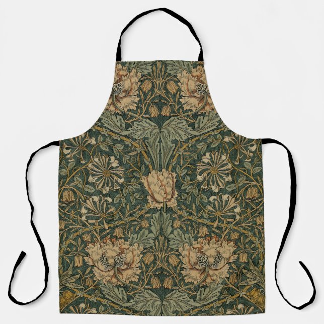 Tablier William Morris : Apron à sucettes de miel vert (Recto)