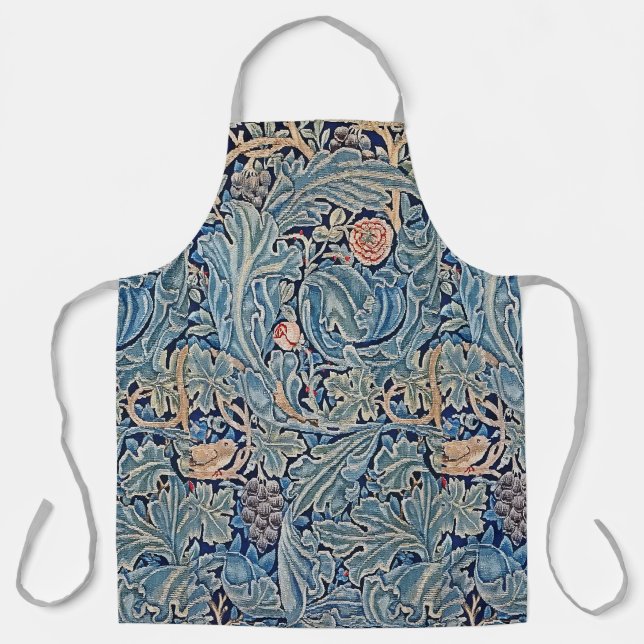 Tablier William Morris Beau motif floral bleu rose (Recto)