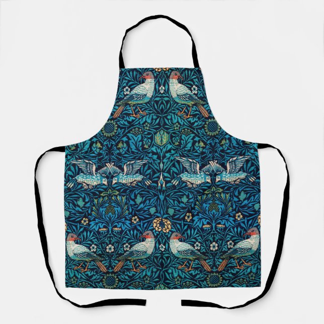 Tablier William Morris Blue Floral & Bird Imprimer (Recto)