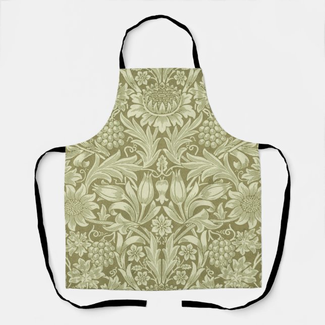 Tablier William Morris Fleur verte tournesol (Recto)