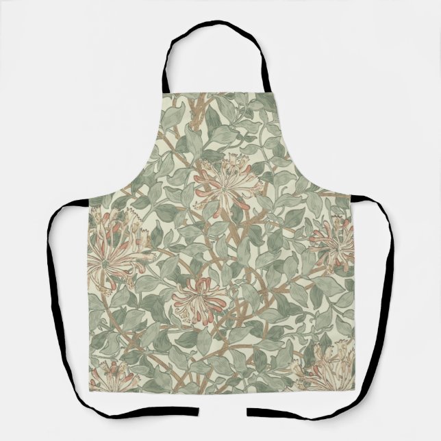 Tablier William Morris Honeysuckle Vert Floral (Recto)