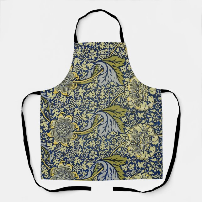 Tablier William Morris Kennet Fond d'écran Floral Bleu (Recto)