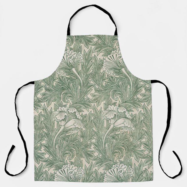 Tablier William Morris tulip fond textile vert (Recto)