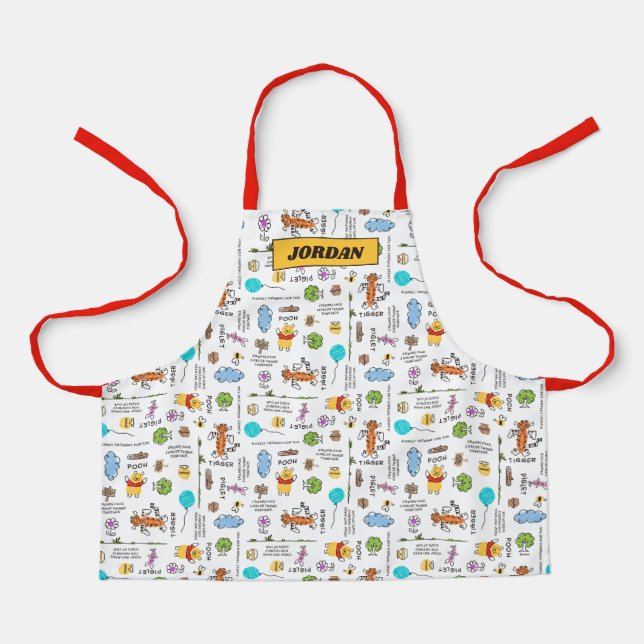 Tablier Winnie l'Ooh | Motif de croquis Doodle Friends (Recto)