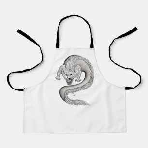 Tablier Wolfdragon design noir et blanc