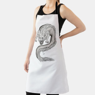 Tablier Wolfdragon design noir et blanc