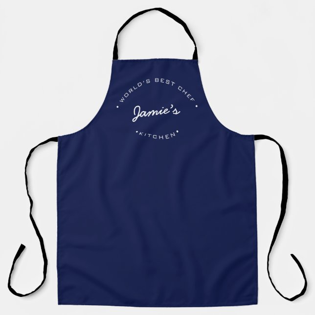 Tablier World's Best Chef Modern Navy blue Personalized  (Recto)
