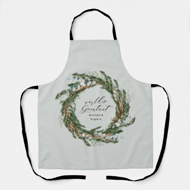 Tablier wreath script moderne mondes plus grand cadeau fam (Recto)