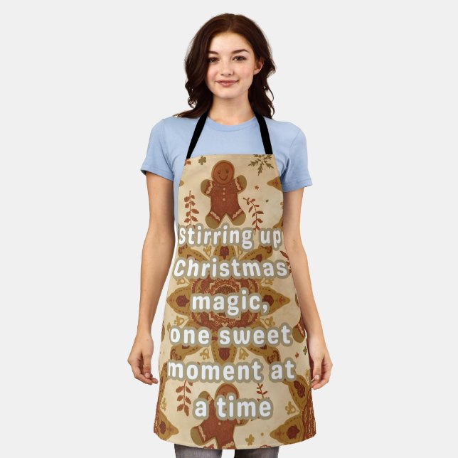 Tablier XMAS Retro‑Boho Gingerbread Magic Chef (Porté)
