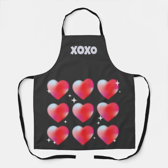 Tablier Xoxo coeur rouge romantique Saint Valentin (Recto)