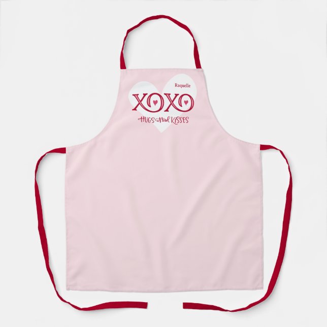 Tablier XOXO embrasse des baisers Personnalisés Valentine' (Recto)
