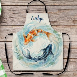 Tablier Yin Yang Poisson Koi Aquarelle