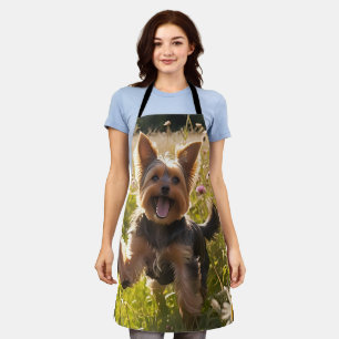 Tablier Yorkshire Terriers Jouer dans l'herbe