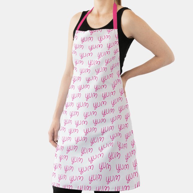 Tablier Yum Yum Pink Typographie amusante (Insitu)