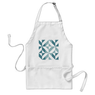 Tablier ZigZag géométrique vert turquoise à deux tons