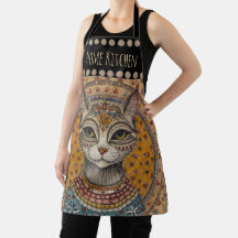 Tabliers à motif de chat et motif vintage et antiq