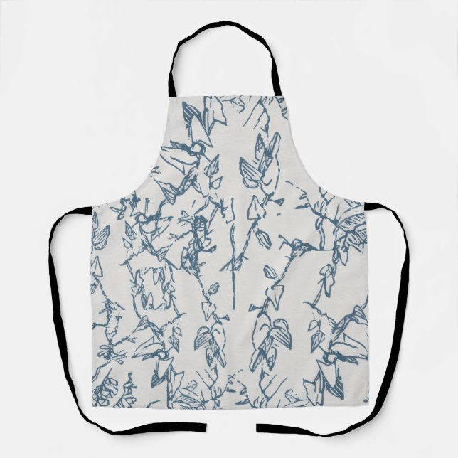 Tabliers à motif floral bleu vintage tout-imprimé (Recto)